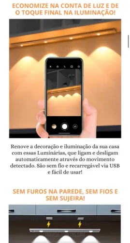 Luminária recarregável, para qualquer ambiente 