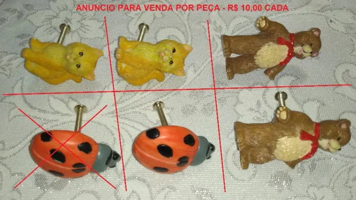 Puxadores de gaveta em forma de animais para quarto de criança