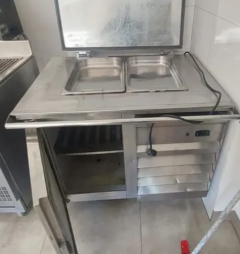 Bancada Refrigerada condimentadora Inox 2 Portas 