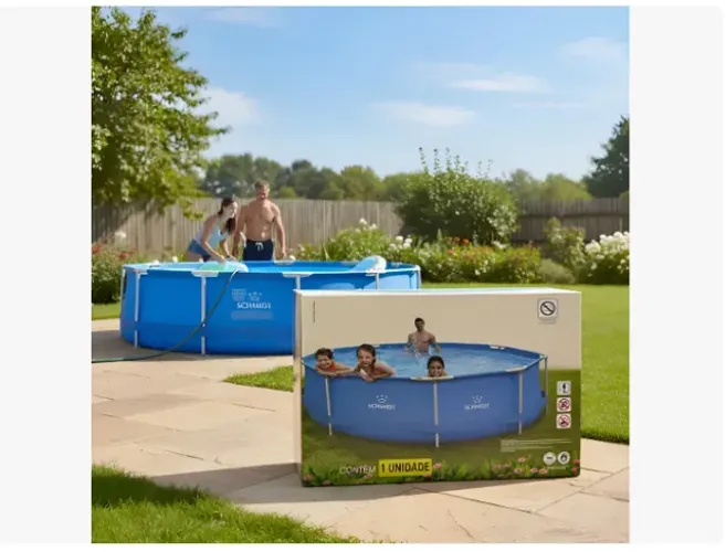 Piscina Estrutural Schmidt x3.66m Diametro + Bomba Filtrante 1250l/h 220v + COBERTURA