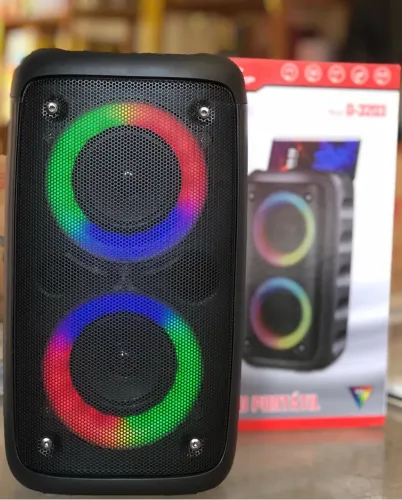 Caixa de Som Portátil com LED e Bluetooth com 2 auto falantes 