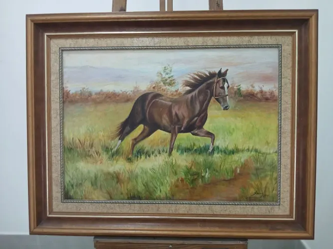Quadro de Cavalo em oleo sobreTela - 70x50cmDecoração Para Casa