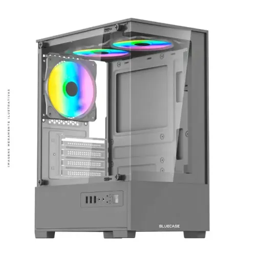 Gabinete Gamer Bluecase Hit Pro BG-055, Vidro Temperado, mATX, Sem Fonte, 3 Fans rgb