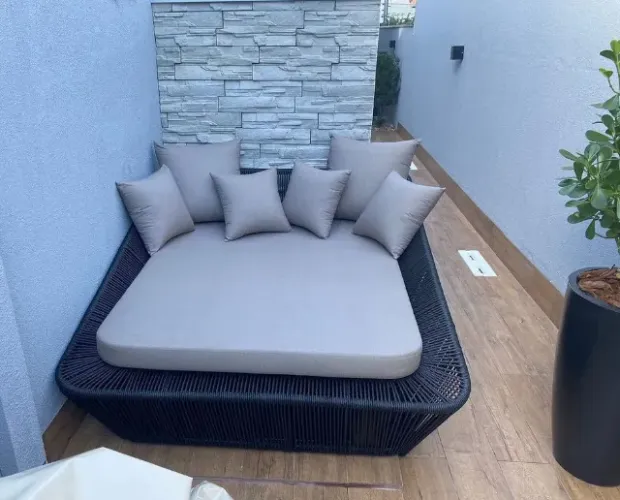 Chaise para área externa luxuosa de corda náutica
