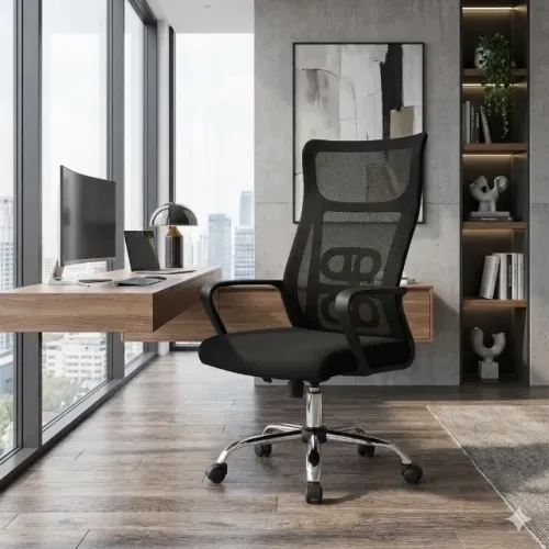Cadeira Escritório Tela Navi Preta Conforto Ergonômico Alta Ventilação 20082