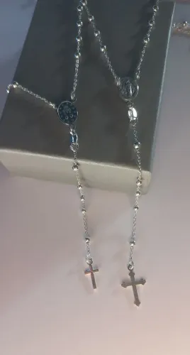 Terço grande de prata 925 novo