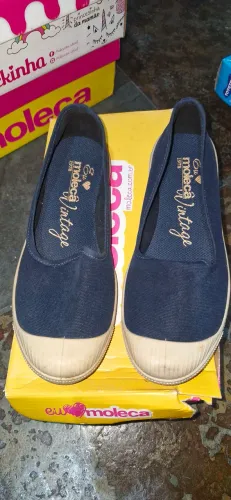 Sapato sapatenis moleca vintage azul tam 33 novo