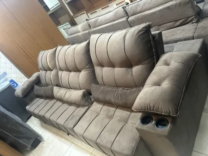 Sofa 3 modulos com porta copos 