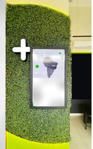 Painel jardim vertical de madeira + TV de 50 polegadas
