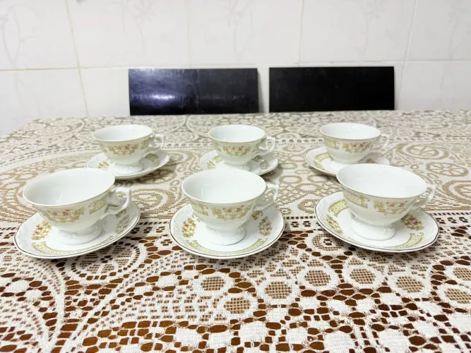 Jogo de xícaras de chá porcelana Schmidt 