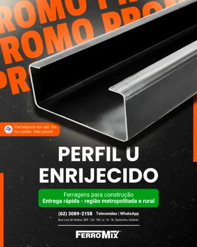 Perfil U Enrijecido - Ferragens para construção - Entrega rápida e parcelamento em até 10x