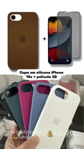 Capa de silicone iPhone 16e + Película 3D