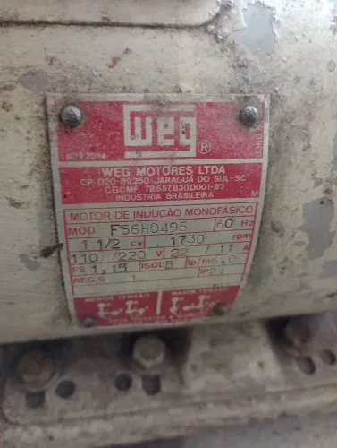 Motor Elétrico WEG Monofásico F56H0495 1 1/2 CV