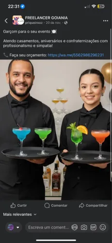 Garçons disponíveis para buffet e eventos em geral