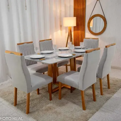 Mesa de Jantar Pedro 6 Cadeiras. Entregue montada. 12.08