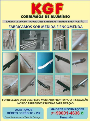 KGF CORRIMÃOS DE ALUMÍNIO / FABRICAMOS SOB MEDIDA E POR ENCOMENDA. 