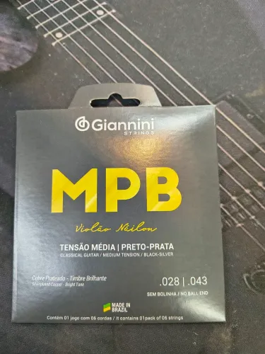 Encordoamento Giannini MPB nylon para violão de nylon preto e prata violão clássico mpb