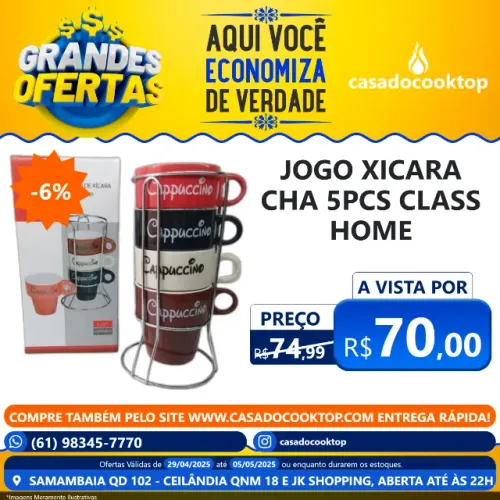Jogo Xicara Cha 5pcs Class Home