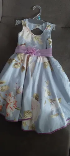 Vestido Infantil Floral Azul Claro