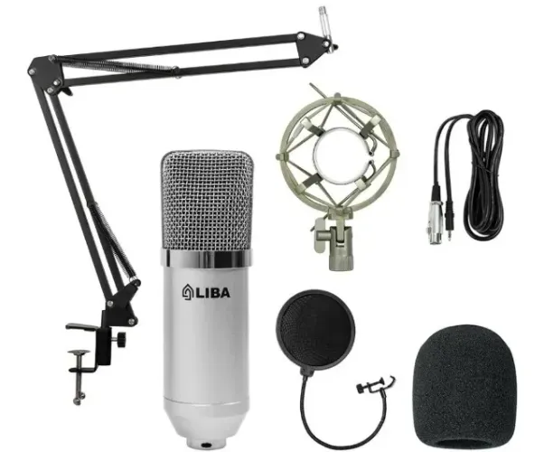 Kit BM-800 Microfone Condensador Profissional - LIBA - Prata