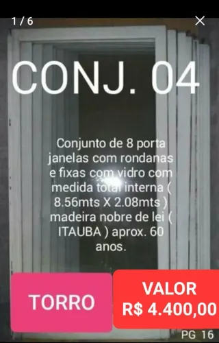 CONJ. DE 8 PORTAS ( FOLHAS ) DE CORRER EM MADEIRA NOBRE ITAUBA COM VIDROS GROSSOS  USADAS 