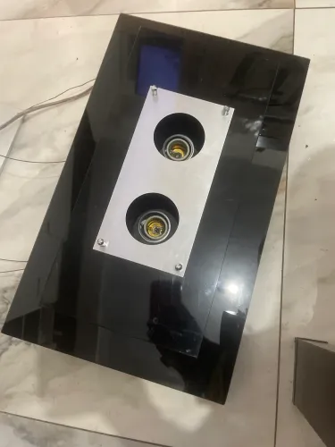 Plafon 2 Lâmpadas Preto Vidro Spacial