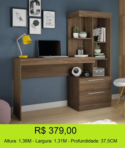 Mesa escrivaninha com pratelerias Design impecável