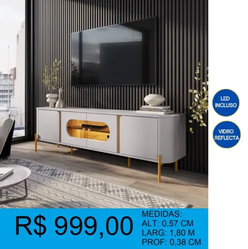 Rack moderno com 1,80m - Entrega e montagem grátis