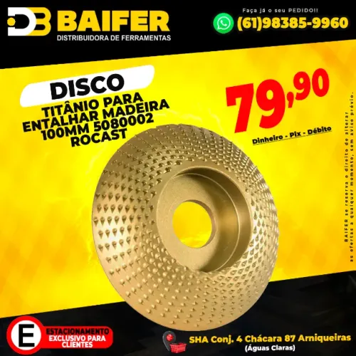 Disco titânio Para Entalhar Madeira 100mm 5080002 Rocast