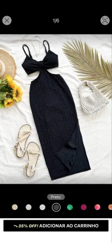 Vestido preto com fenda