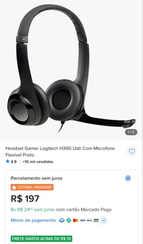 Headset Gamer Logitech H390