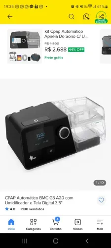 Aparelho CPAP Automático BMC G3 A20 com Umidificador 
