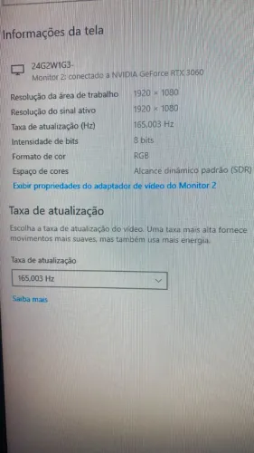 vendo monitor aoc 24 polegada 165 hrz