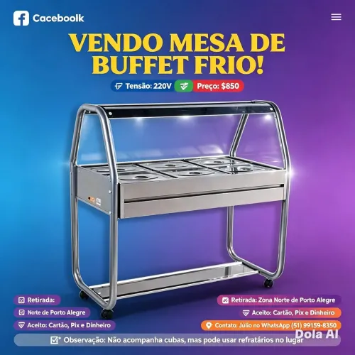 Buffet mesa fria para lanches ou restaurante 