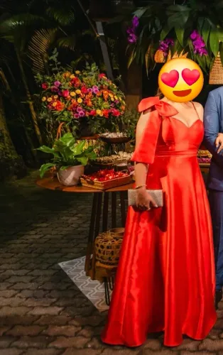 Vestido de festa longo laranja coral ? usado 1x ?