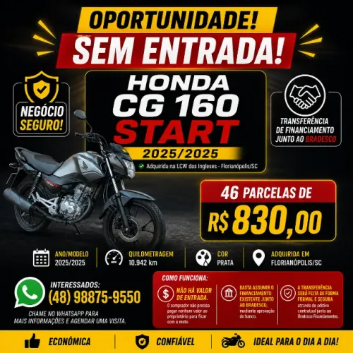HONDA CG 160 START 2025 - TRANSFERÊNCIA DE FINANCIAMENTO