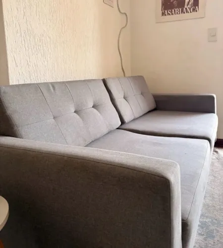 sofá 4 lugares bege retratil