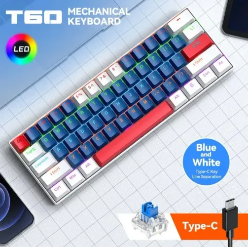 Teclado mecânico 60% [ T-WOLF T60 ]