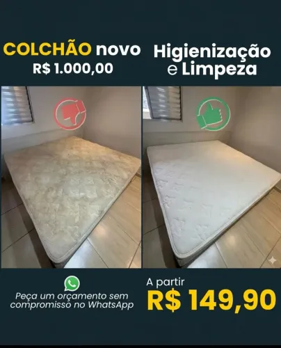 Limpeza e higienização de colchão e estofados
