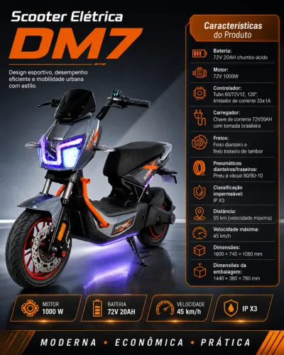 HITWAY DM7 Moto Elétrica Bike 1000w 32km Bluetooth Led Disco Até 150kg