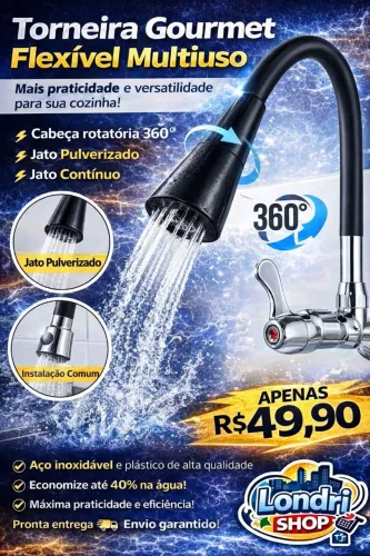 TORNEIRA DE PAREDE GOURMET FLEXÍVEL