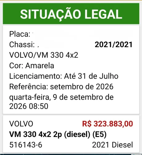 Volvo VM. 330. 4x2. 2021. ** OPORTUNIDADE ** REPASSE **