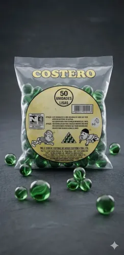 Lote Antigo Bolinhas De Gude Verde Costero 50 Un. No Saco Lacrado