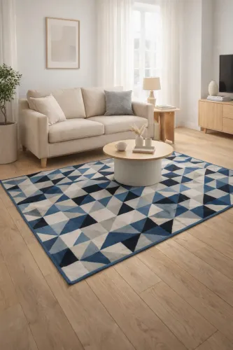 Tapete azul formas geométricas 