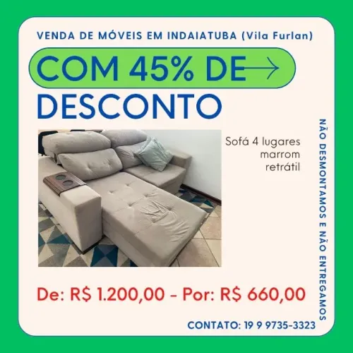 Sofá 4 lugares marrom retrátil