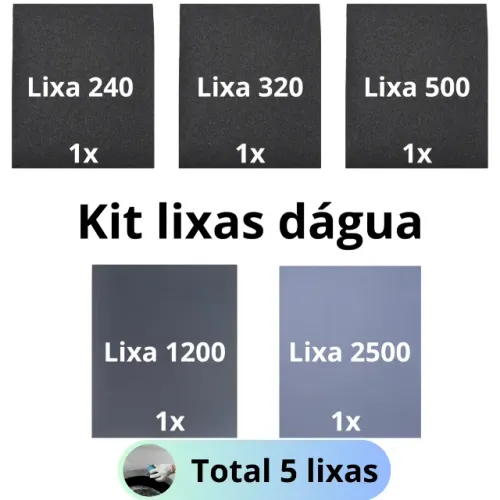 Lixa 240 320 500 1200 2500 d'água kit 1 de cada Polimento Lixamento Acabamento Folhas