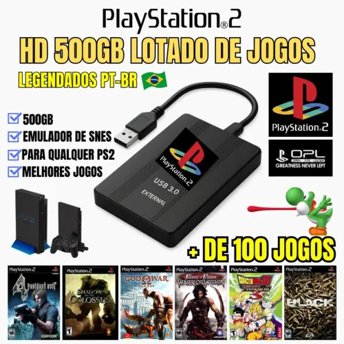 HD pra PS2 500 gigas lotado de jogos só os melhores