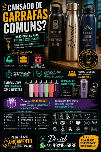 Garrafa e copos personalizado