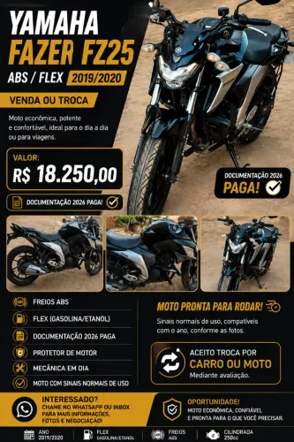? Yamaha Fazer FZ25 ABS/Flex 2020 - R$ 18.250,00