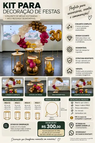 Kit para Decoração de Festas - R$ 300